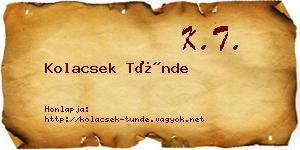 Kolacsek Tünde névjegykártya